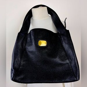 Gorgeous large black leather Donna Karan shoulder bag
